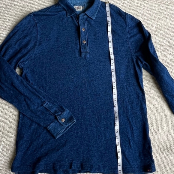 Faherty Indigo Dyed Long Sleeve Polo - Picture 6 of 6